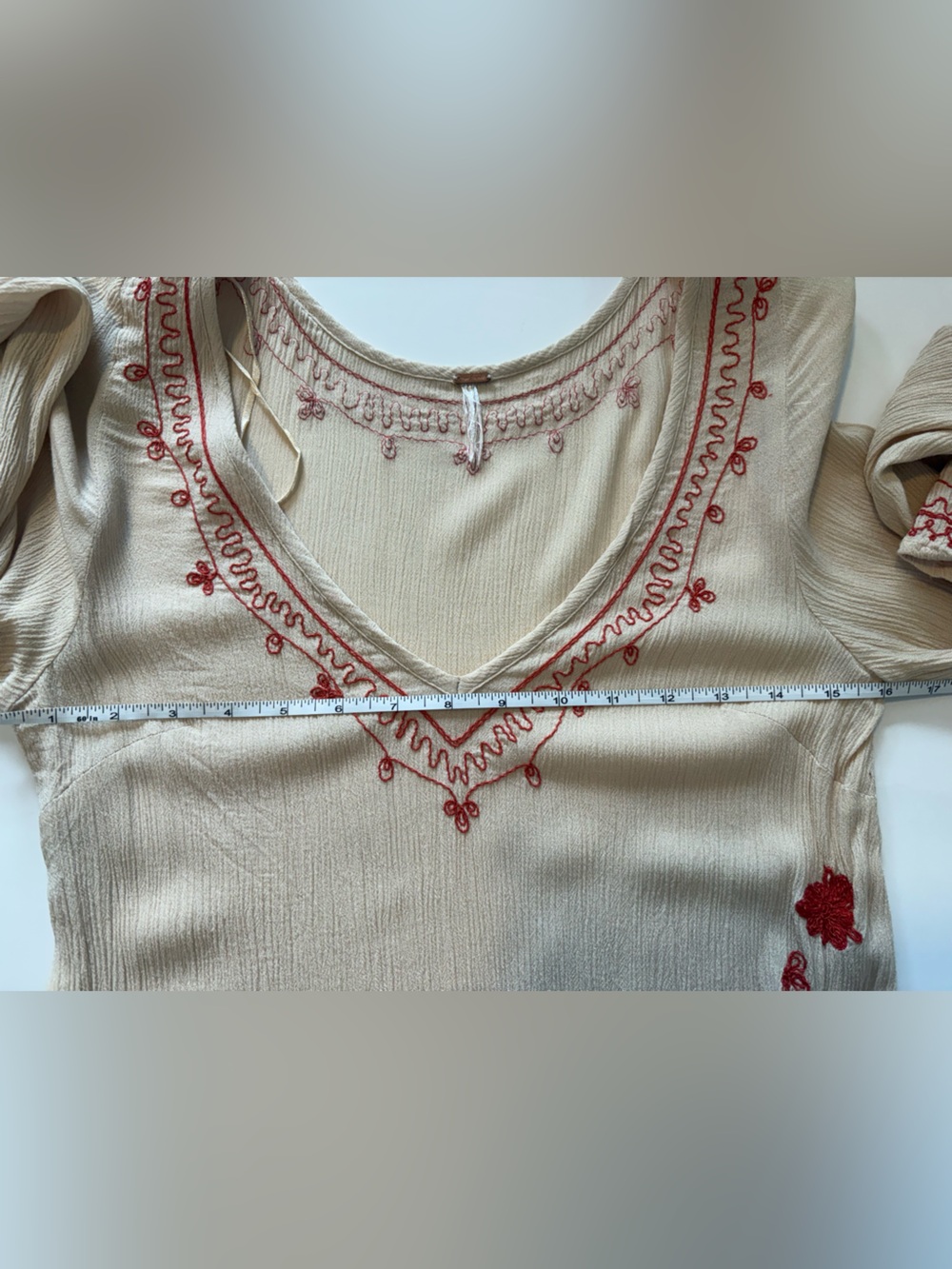 Free People Skyfall Bell Sleeve Embroidered Tunic Dress Boho - Picture 8 of 9
